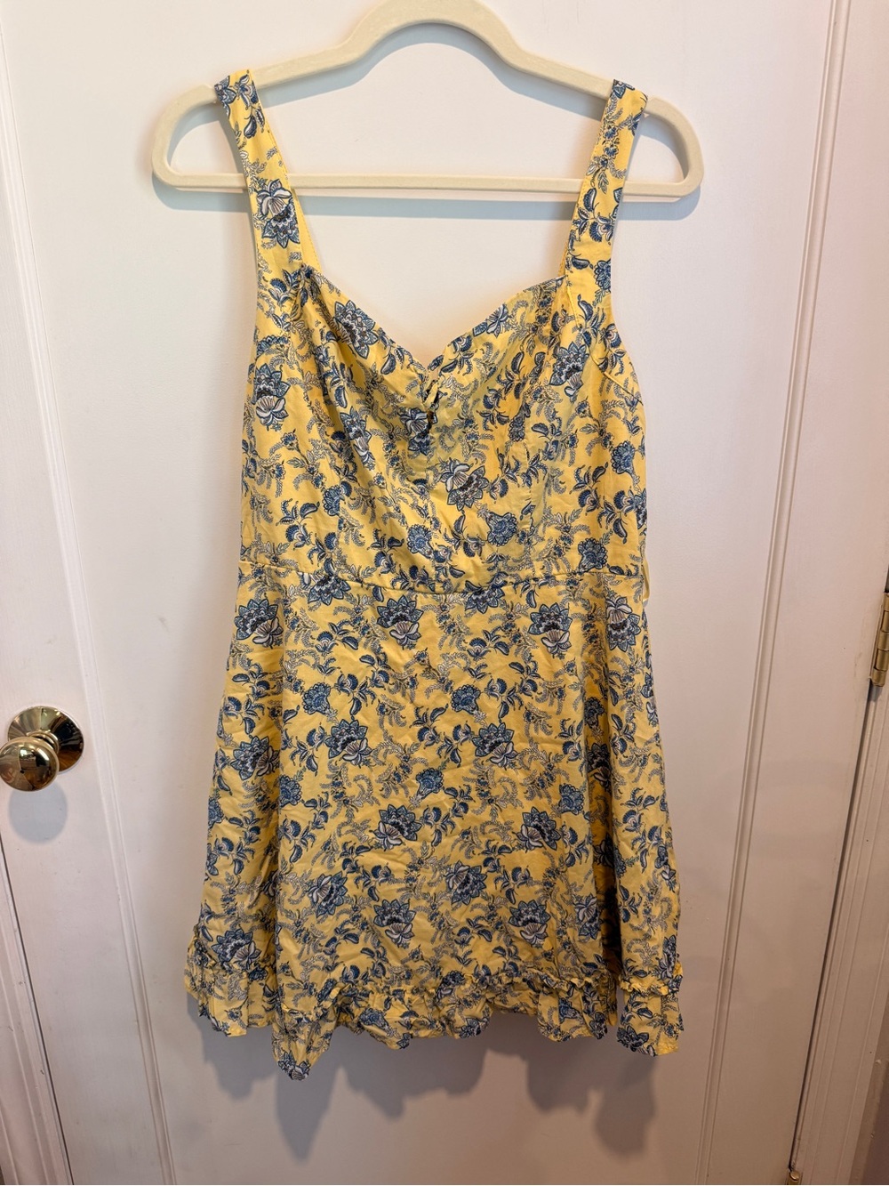 City Studio Yellow Mini Dress with Blue Floral Print